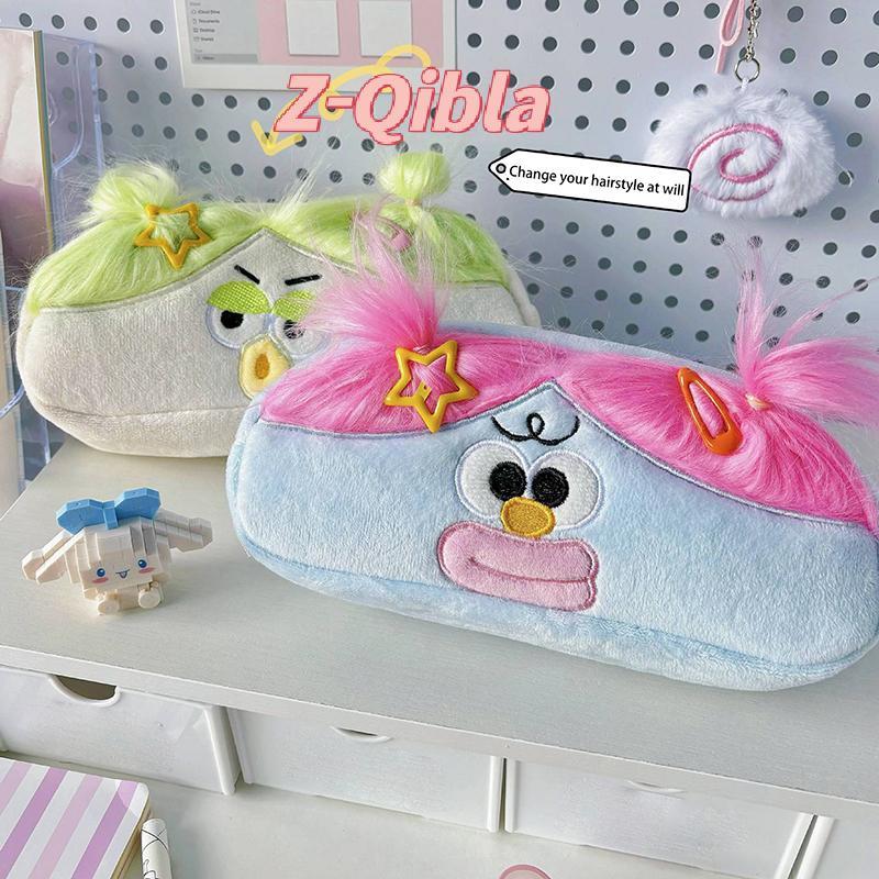 [Z-Qibla-t] Kawaii ตลกขนาดใหญ่ความจุ Plush กระเป๋าดินสอการ์ตูนสร้างสรรค์ Big Mouth Girl ปากกากรณีแบบพกพาเครื่องเขียนของขวัญ