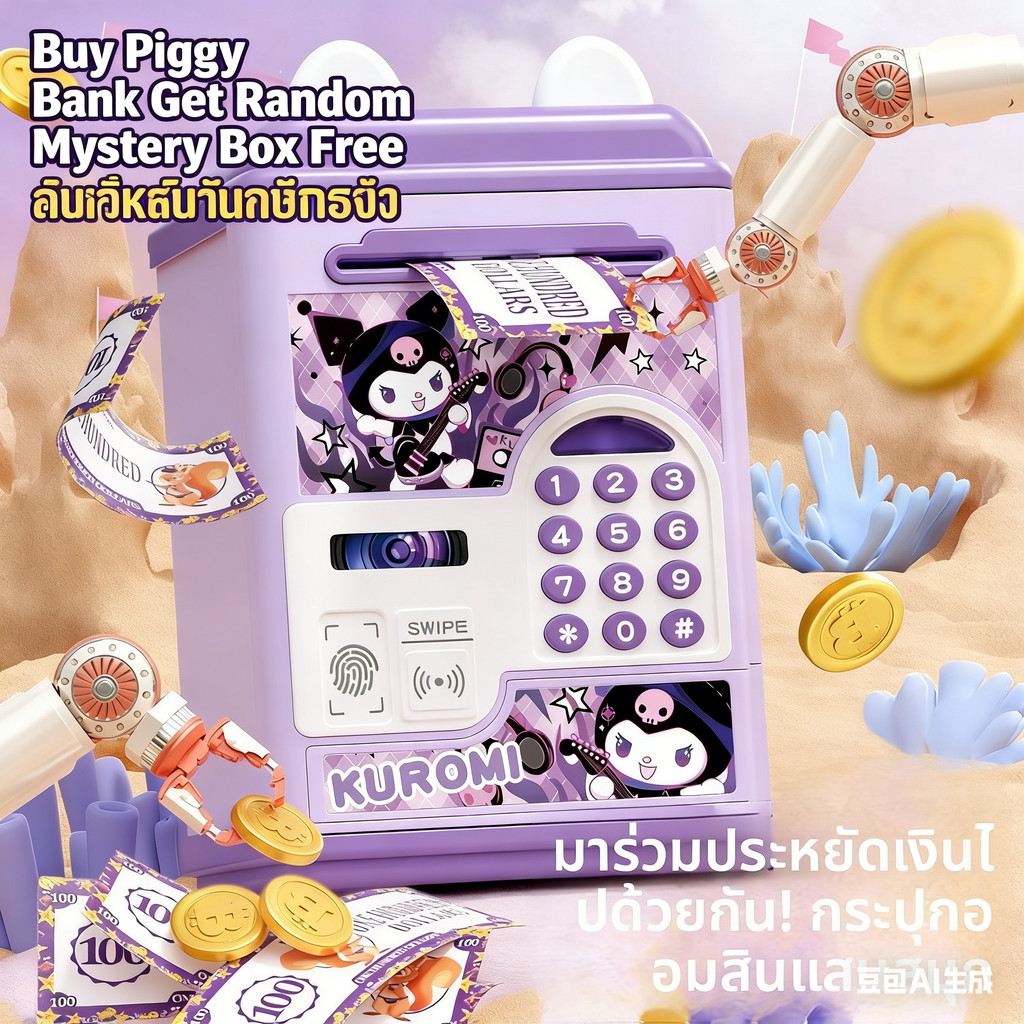 [ของขวัญเด็ก] กระปุกออมสินความจุขนาดใหญ่ | บัตรรูดลายนิ้วมือรหัสผ่าน | เฉพาะความลับไม่ไหวซะ