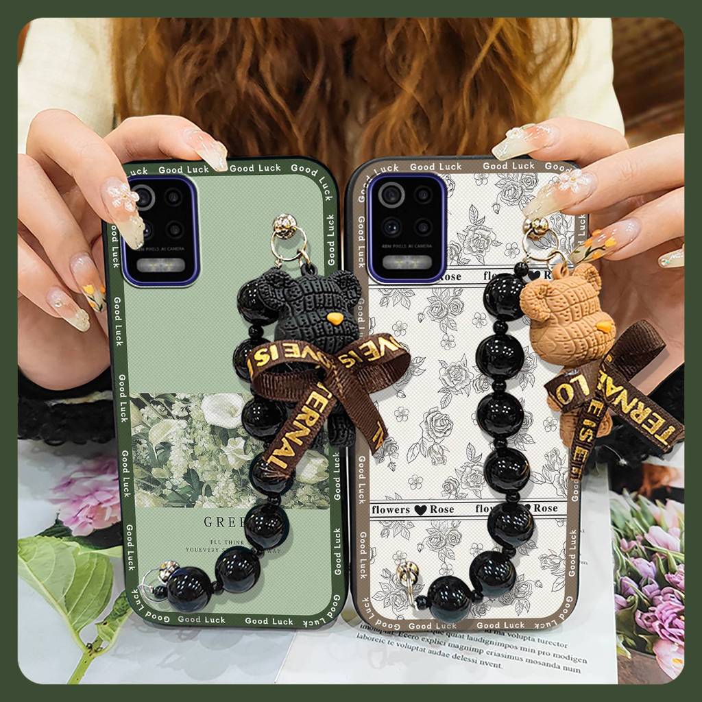 ความเรียบง่ายการ์ตูนเคสโทรศัพท์สําหรับ LG K52/Q52/K62/K62+ รู้สึกที่เหมาะกับผิวสกปรกจี้มุกสีดําเคสนิ