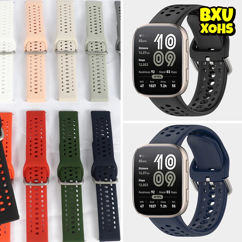 สายรัดกีฬาซิลิโคน for Smartwatch Amazfit Bip 6 อุปกรณ์เสริมสายรัดข้อมือที่ระบายอากาศได้ for Smartwatch Amazfit Bip 6