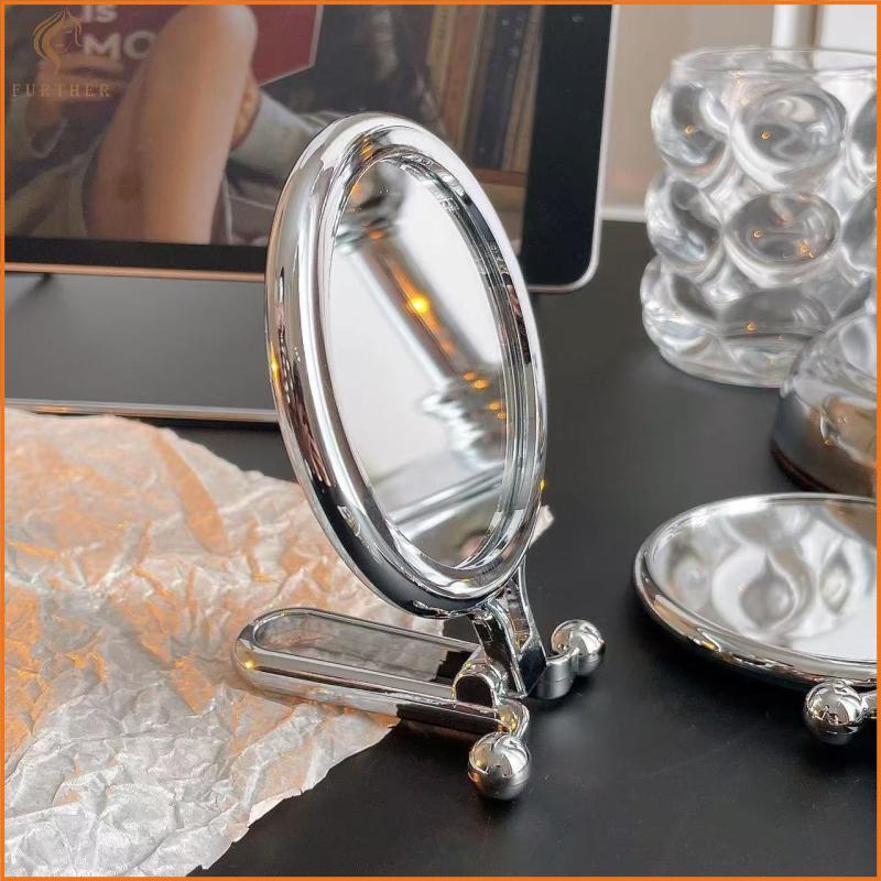 [FT] กระจกพกพาสองด้านขยาย 2x/5x/10x 360° เครื่องมือแต่งหน้าแบบยืนกระจกมือถือหมุนได้ [TH] - รูปที่ 4