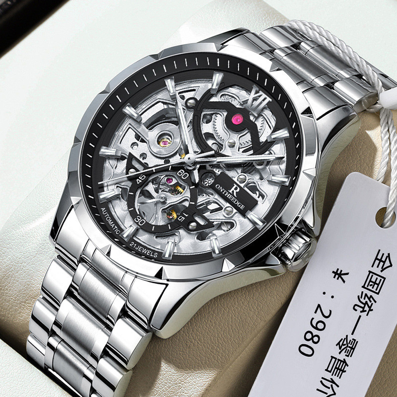 Rontheedge นาฬิกาข้อมือเครื่องจักรกลอัตโนมัติแท้ ✦ ดีไซน์โปร่งเห็น Tourbillon ✦  กันน้ำ 30M