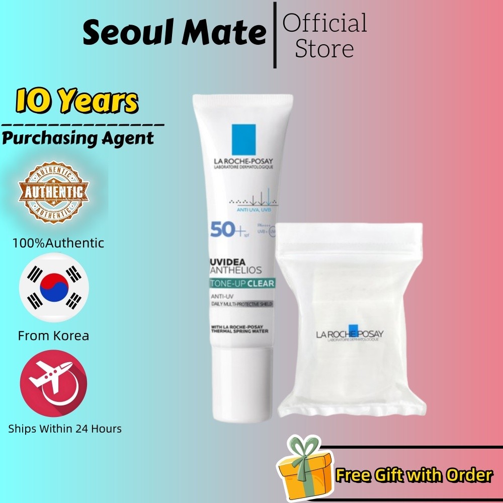 [La Roche Posay] Uvideo Tone Up Clear Sunscreen SPF50+PA+++++30 ชิ้น Makeup Cotton Set 30ml