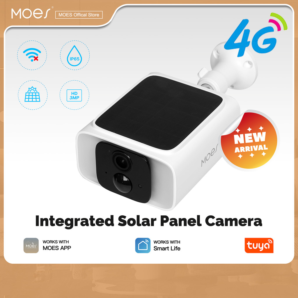 MOES Tuya WiFi/4G สมาร์ทแผงพลังงานแสงอาทิตย์กล้องแบบบูรณาการ IP65 กันน้ํา APP การตรวจสอบการตรวจจับการเคลื่อนไหวสนับสนุน Alexa Google