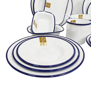 จานชามเมลามีน ขอบน้ำเงิน ตราม้าทอง Golden Horse Gold Melamine Dinnerware ENAMEL SERIES x 1 piece