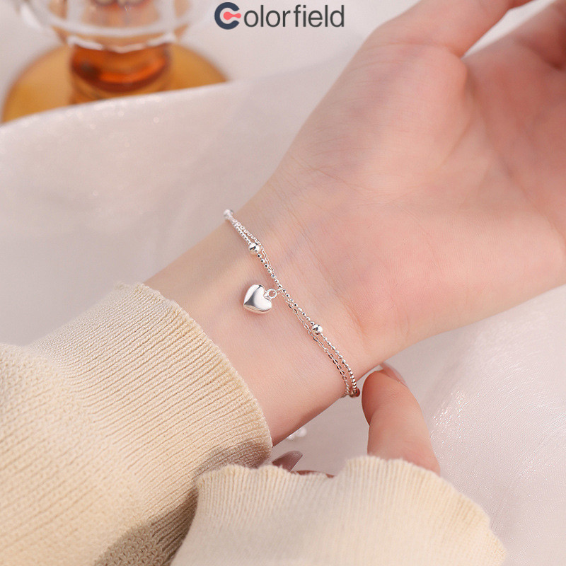 Colorfield กำไลข้อมือสองชั้นรูปหัวใจสำหรับผู้หญิง ดีไซน์เรียบง่าย อ่อนโยน น่ารัก-COD💖 - รูปที่ 4