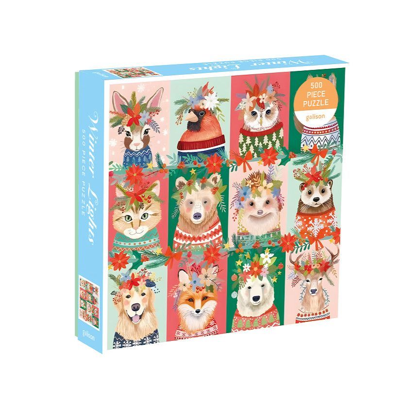 500 ชิ้น Galison ปริศนา Furry สัตว์คริสต์มาสแมวผีเสื้อในประเทศคุณภาพสูงปริศนาของเล่นของขวัญ