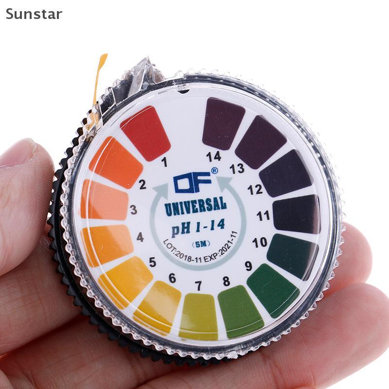 Sunstar 1 ม้วน/5 เมตรห้องปฏิบัติการ ph ตัวบ่งชี้แถบทดสอบ 1-14 กระดาษ litmus กรดอัลคาไลน์