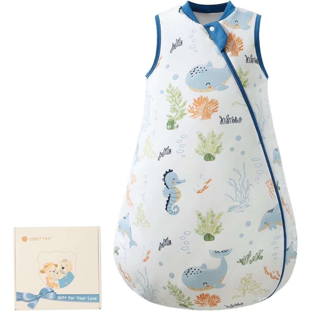 1.0 Tog 2.5 Tog Baby Sleep Sack, 100% Cotton Baby Sleeping Bag 3-24M, 2-Way Zipper Baby Wearable ผ้า