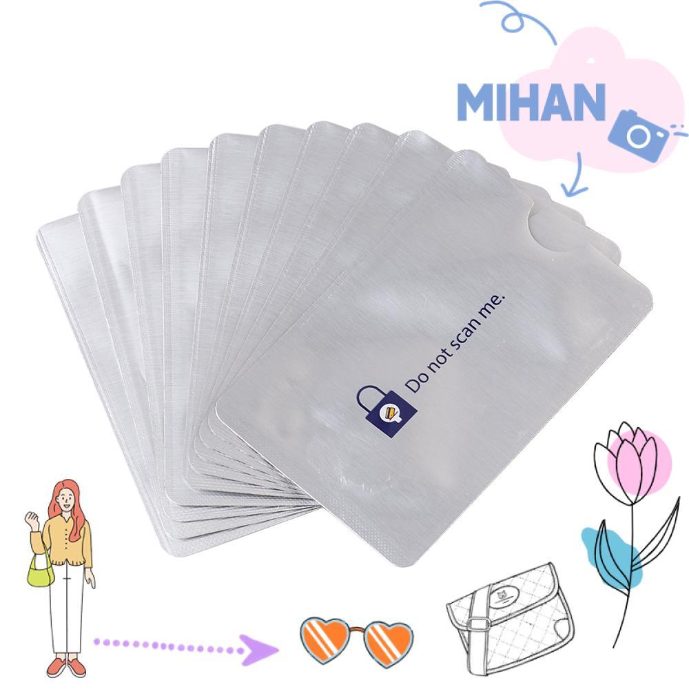 MIHAN 10 ชิ้น กระเป๋าสตางค์ป้องกัน RFID กันการขโมยข้อมูลบัตรธนาคารและบัตรประจำตัว
