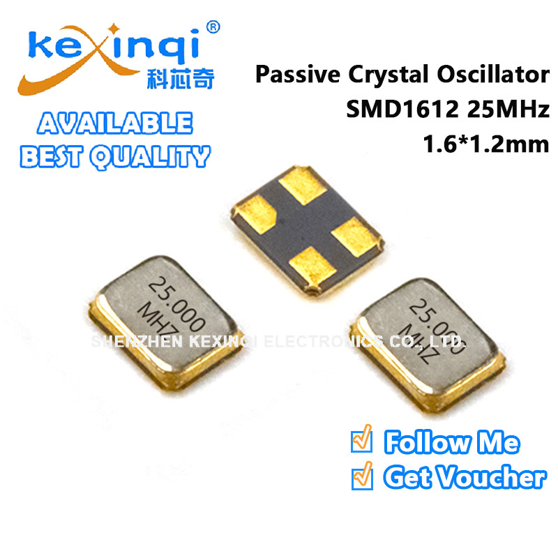 (1-10 ชิ้น) 1612 25MHz SMD Passive Crystal Oscilator 4Pin 1.6*1.2 มม.ควอตซ์ Resonator