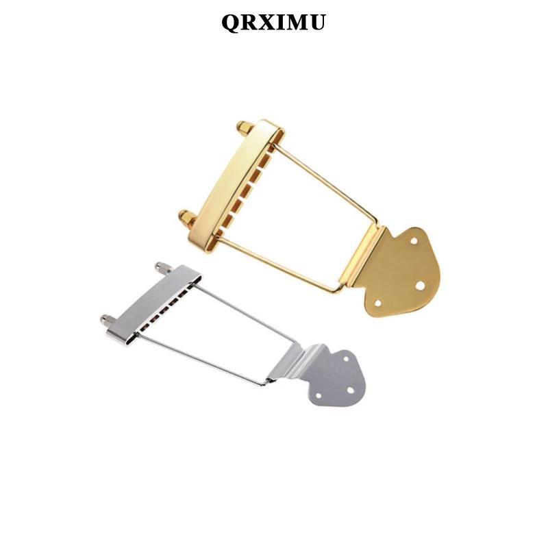 Sharprepublic 6 สายกีตาร์ Trapeze Tailpiece Bridge สําหรับ Archtop Jazz Guitar Parts Gold