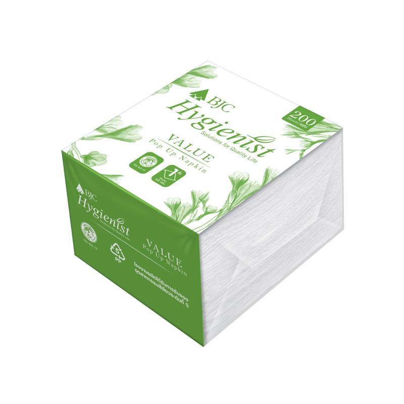 BJC HYGIENIST กระดาษเช็ดปากป๊อปอัพ รุ่น Value 200 แผ่น (แพ็ค 12 ห่อ)