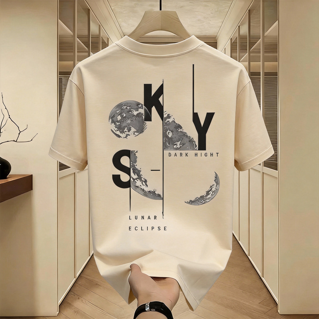 TEE·SHOP เสื้อยืด oversize เสื้อเท่ๆ เกาหลี “SKY Moon” เสื้อแฟชั่นใ เกาหลีสไตล์ พิมพ์ลาย ผ้านิ่มใส่สบาย S-3XL COD ราคา ถูกที่สุด ดีลบีเคเค แกลเลอรีภาพที่ 8