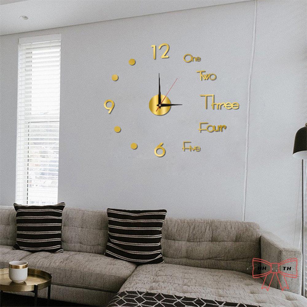 DIY Frameless DIY Wall Clock ขนาดใหญ่ Mute Wall นาฬิกาสติกเกอร์สําหรับห้องนั่งเล่นห้องนอน Study