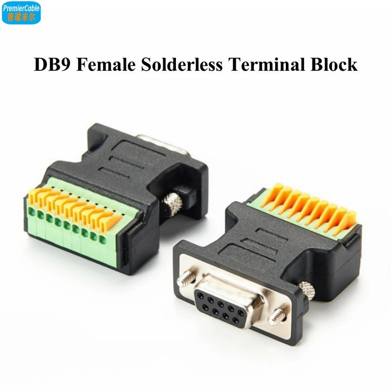 DB9 หญิง Solderless Breakout Connector D-Sub 9Pin ถึงฤดูใบไม้ผลิ Crimp สายไฟกด Terminal Block DB9 Qu