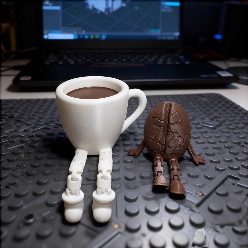 Yao 3D พิมพ์กาแฟ Bean Cup Figurines ยืดหยุ่น Articulated Joints Fidgety ของเล่นตลกกาแฟคนรักของสะสม