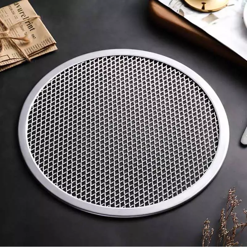 [bigdeals365] 8-13 นิ้วนํากลับมาใช้ใหม่ได้ Non Stick Pizza Screen Pan อลูมิเนียมอัลลอยด์สุทธิ Bakeware สต็อกใหม่