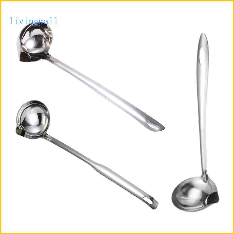 LIVI ช้อนซุปสแตนเลสด้ามยาวซุปไขมันน้ํามันแยก Ladle กรองน้ํามัน Skimmer ช้อนสําหรับห้องครัว Reta