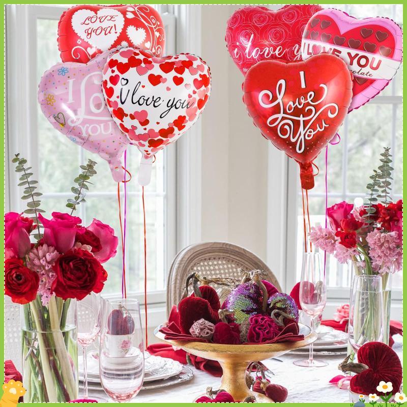 [JL] 10 ชิ้น Love วันวาเลนไทน์ 18 นิ้วฟอยล์รูปหัวใจ I Love You ชุดบอลลูนสําหรับงานแต่งงานตกแต่งหมั้น