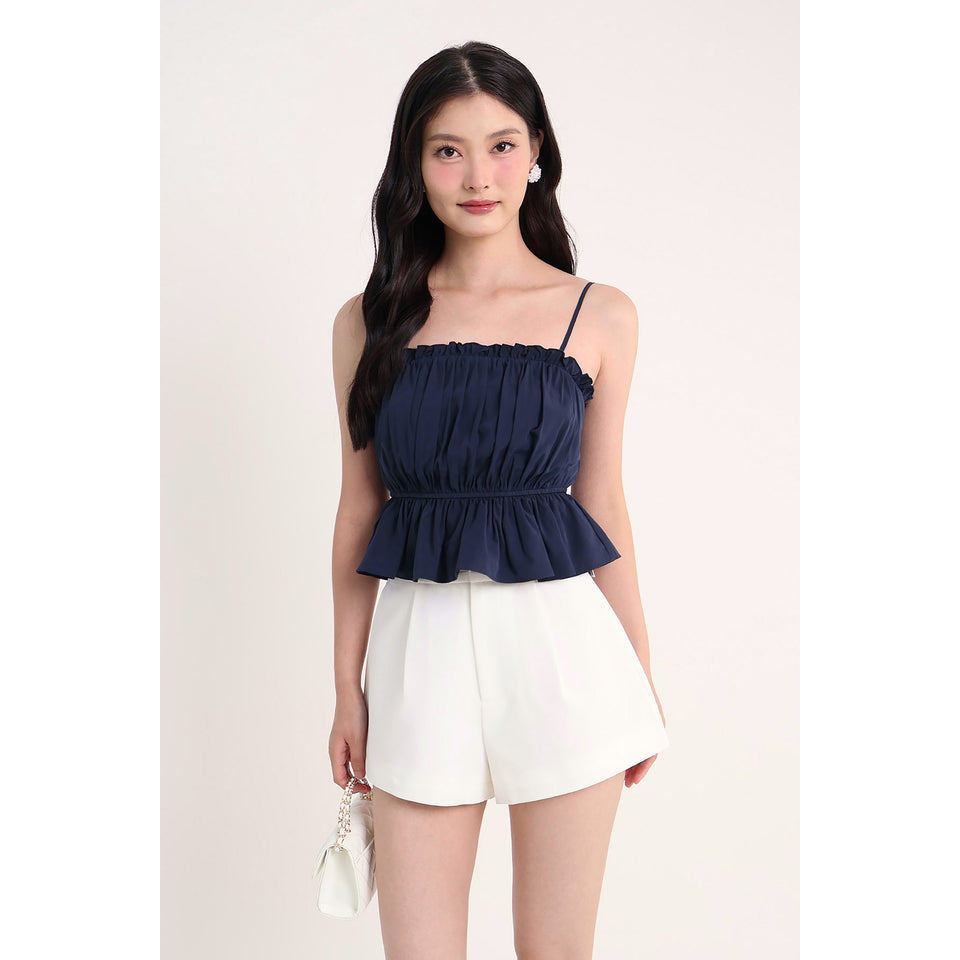 DIORA RUCHED SPAG TOP IN NAVY