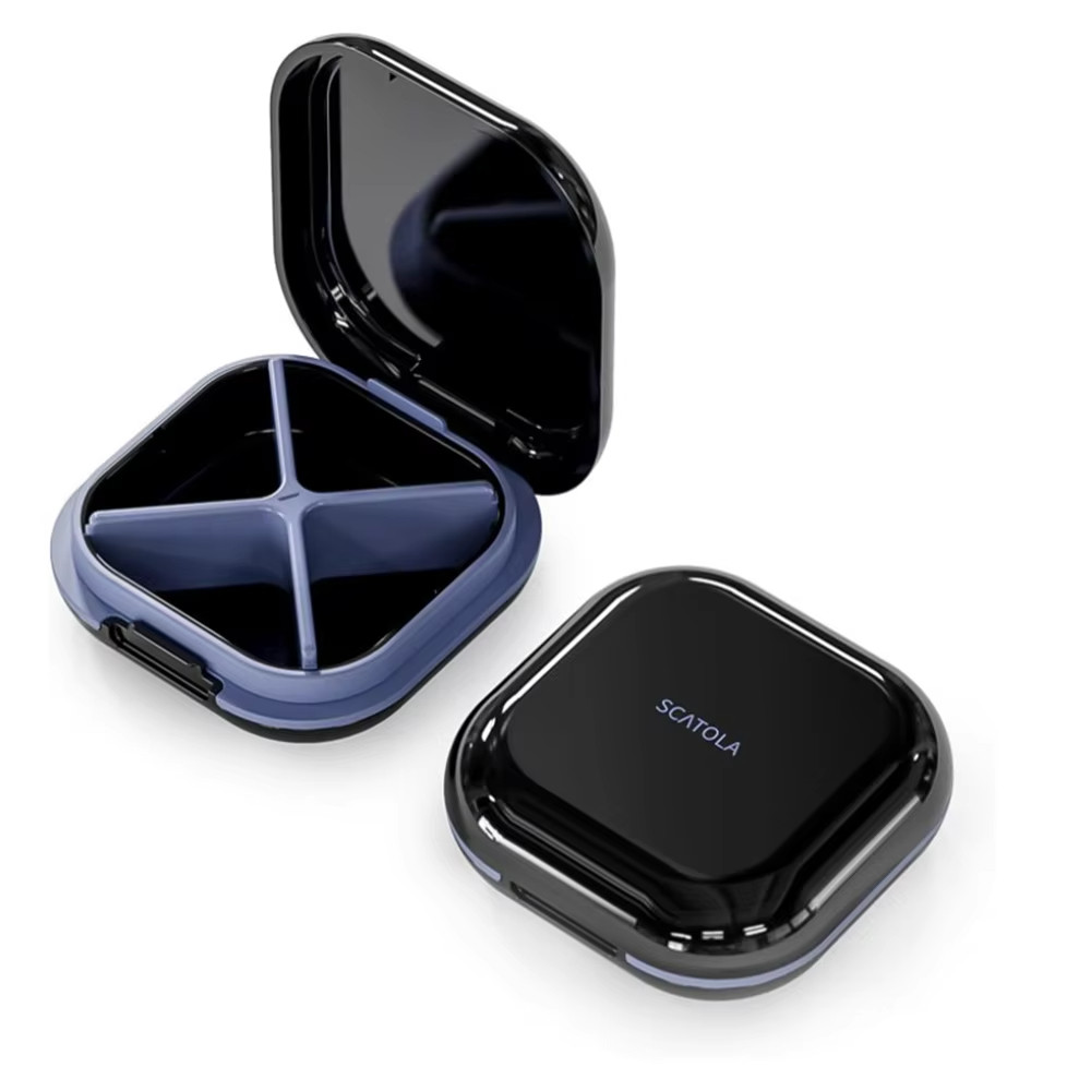 Mini Pill Box Travel Pill Box Lightweight 4 Compartment Pocket Pill Container Daily Portable Medicin