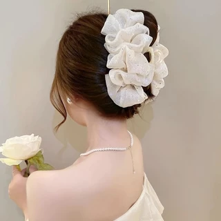 กิ๊บหนีบผมทรงก้อนเมฆ ผ้าออร์แกนซ่า ฟูๆ ไซส์ใหญ่ (เก็บผมดี) สไตล์เกาหลี ลุคคุณหนู งานไฮเอนด์
