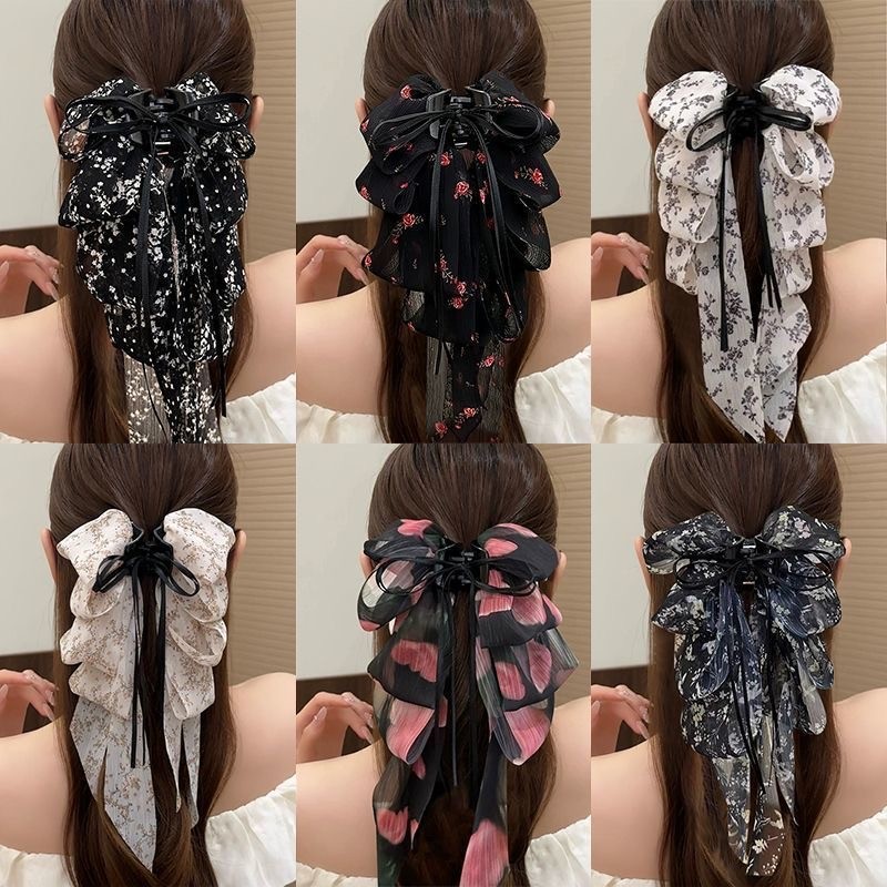 กิ๊บติดผมริบบิ้น โบว์ขนาดใหญ่ สไตล์เกาหลี โบว์ยาวหรูหรา น่ารัก เครื่องประดับผม แฟชั่นสำหรับผู้หญิงและนักเรียน