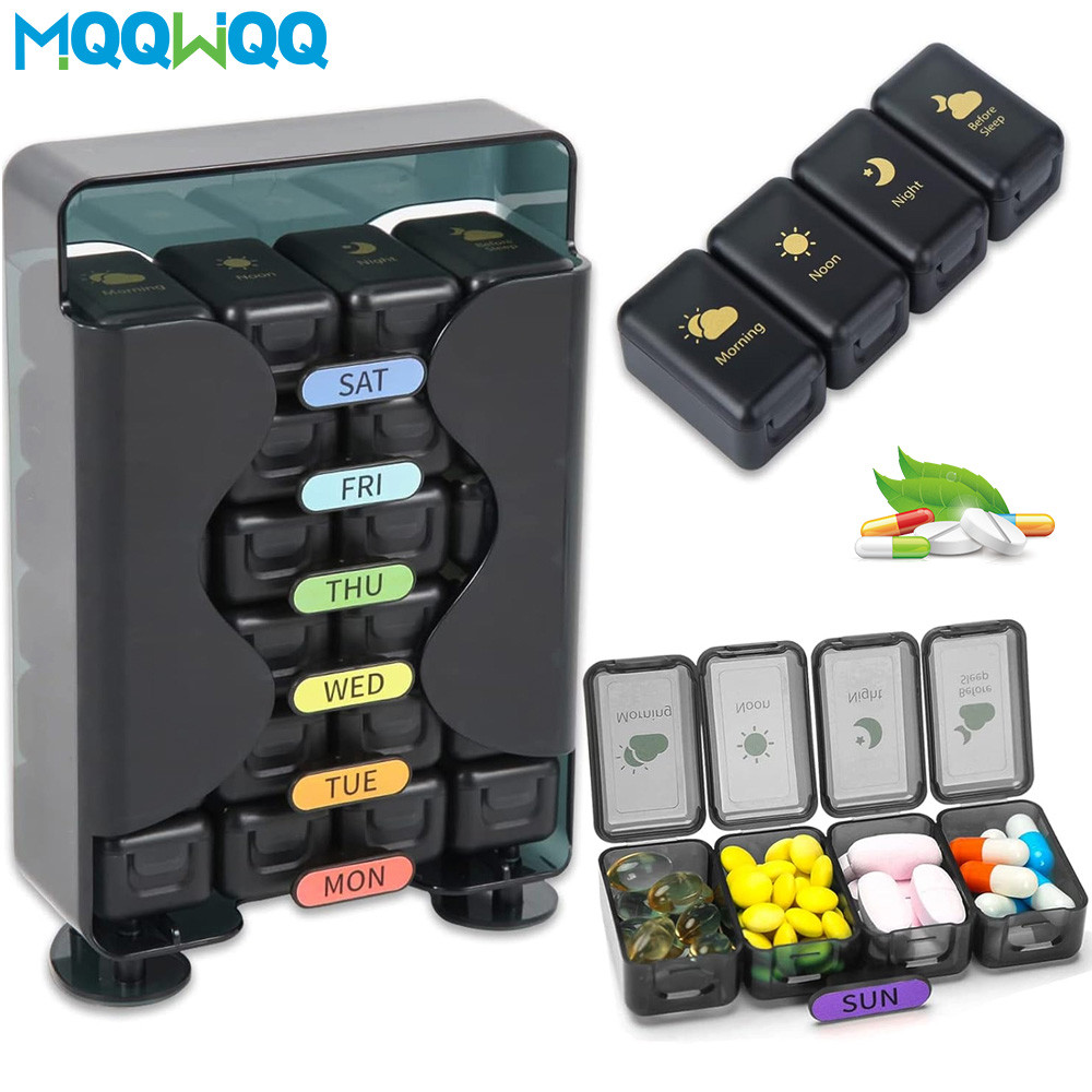 Weekly Pill Organizer 7 Day 4 Times a Day, Large Pill Box, Daily Pill Organizer to Hold Medicine, Me