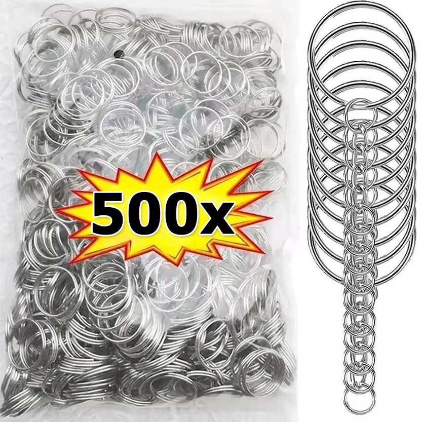 100-500ชิ้น25มิลลิเมตรโลหะพวงกุญแจเปล่า/เงินแยกพวงกุญแจ/ ทําเอง ทําจี้อุปกรณ์เสริม