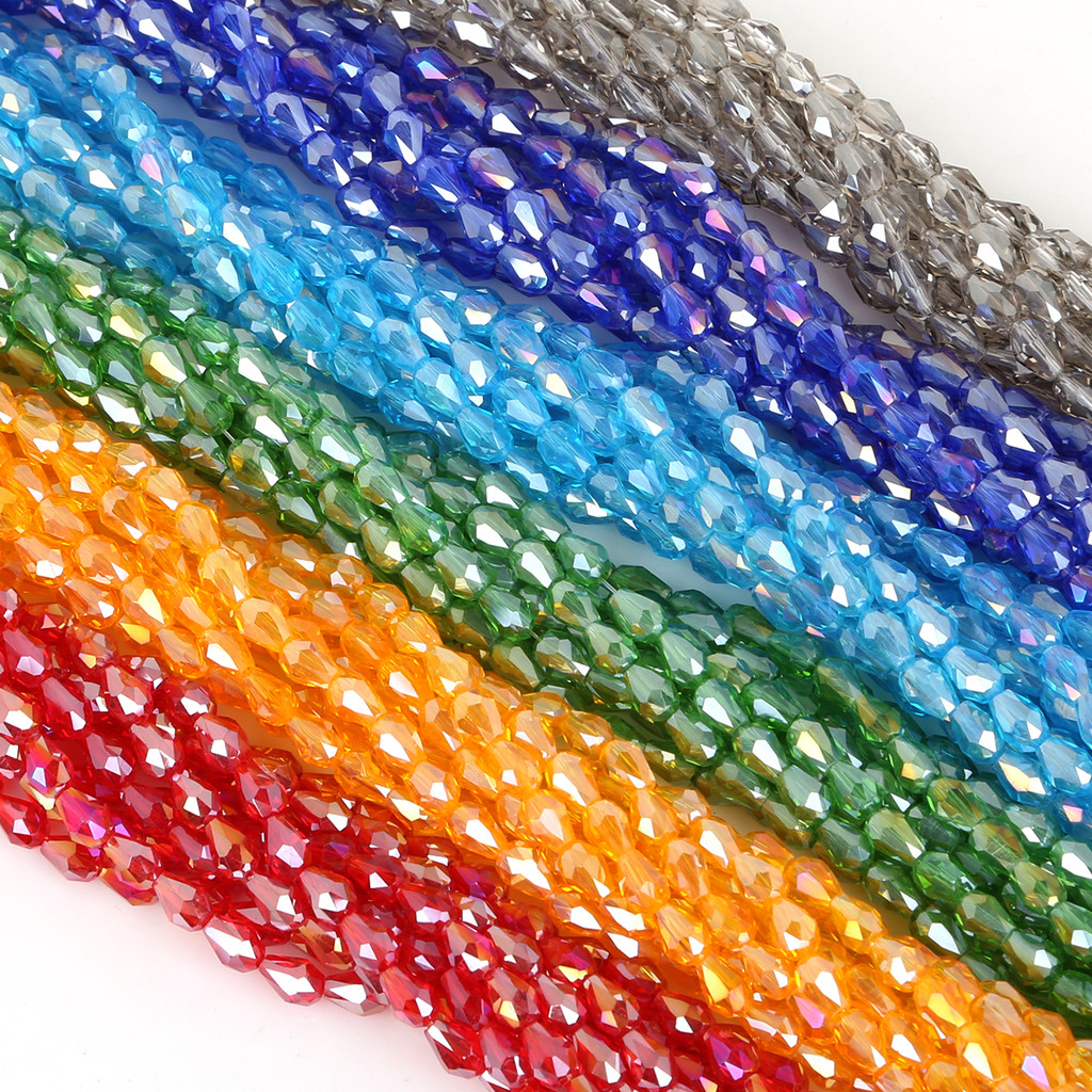 4x6 มม.70 pcs คริสตัลหยดน้ําลูกปัดหลวม Spacer ลูกปัดสําหรับ DIY เครื่องประดับหัตถกรรมเย็บเสื้อผ้าอุปกรณ์เสริม