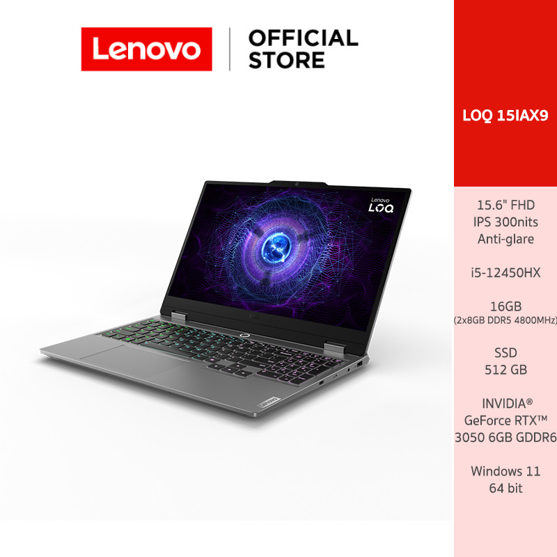 Lenovo Notebook (โน้ตบุ๊ค) LOQ3-15 i5-12450HX 16G 512G RTX3050 6GB - 83GS001GTA
