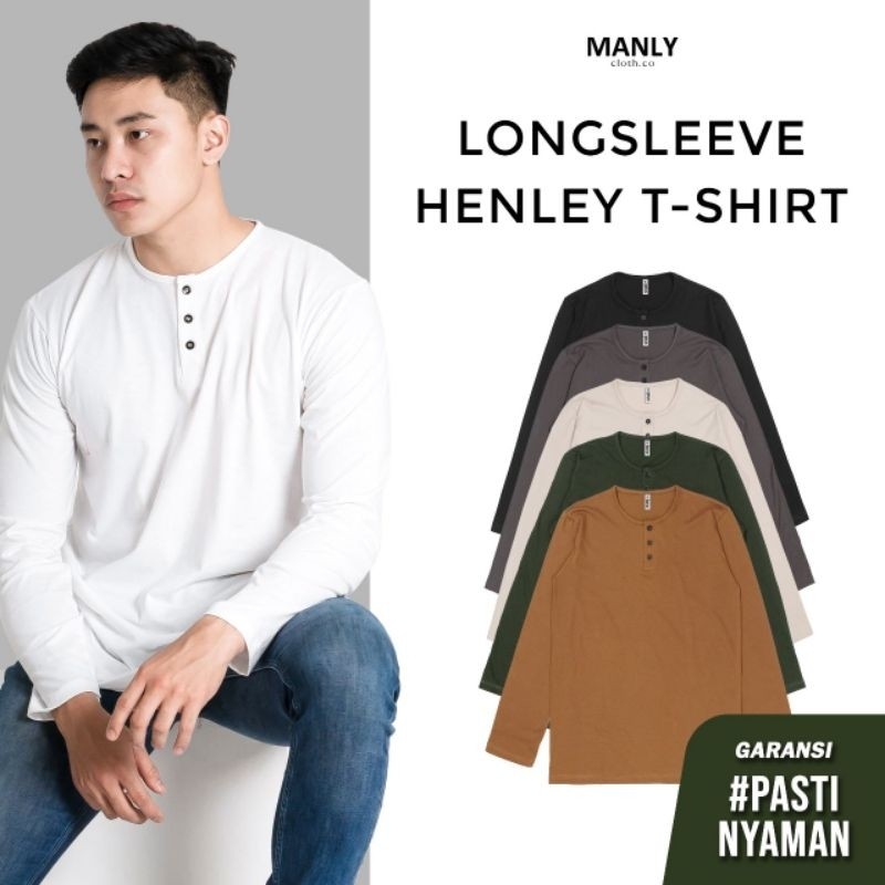 เสื้อ Henley แขนยาวธรรมดา / เสื้อกระดุมแขนยาว / Henley ยาว / เสื้อกระดุมยาว