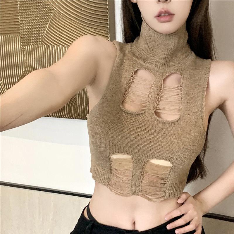 เสื้อกั๊กลายสีสดใสน่ารัก สำหรับผู้หญิง แบบแขนกุด สไตล์เสื้อคอลำคอปิด พร้อมทรงเพรียวบาง TSR