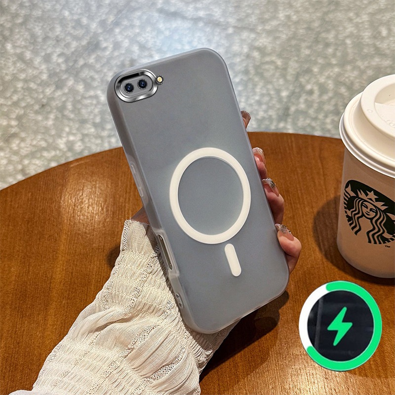 เหมาะสําหรับ OPPO A3S A5 A12E REALME C1 เคสโทรศัพท์สีใหม่เยลลี่เคสแม่เหล็กไร้สายเคสฝ้า 032