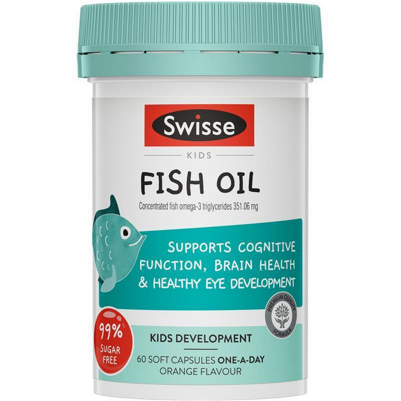 Swisse Kids Fish Oil 60 Capsules น้ำมันปลา บำรุงสมอง รสส้มธรรมชาติ