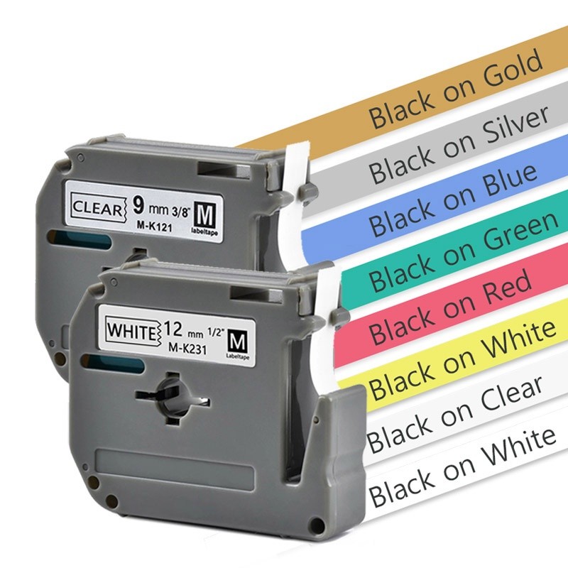 9 มม.12 มม.เทปสําหรับ Brother label maker PT-80 PT80 MK-231 M-K231 MK-221 MK-131 MK-531 MK-631 MK-621 mk231 ริบบิ้น