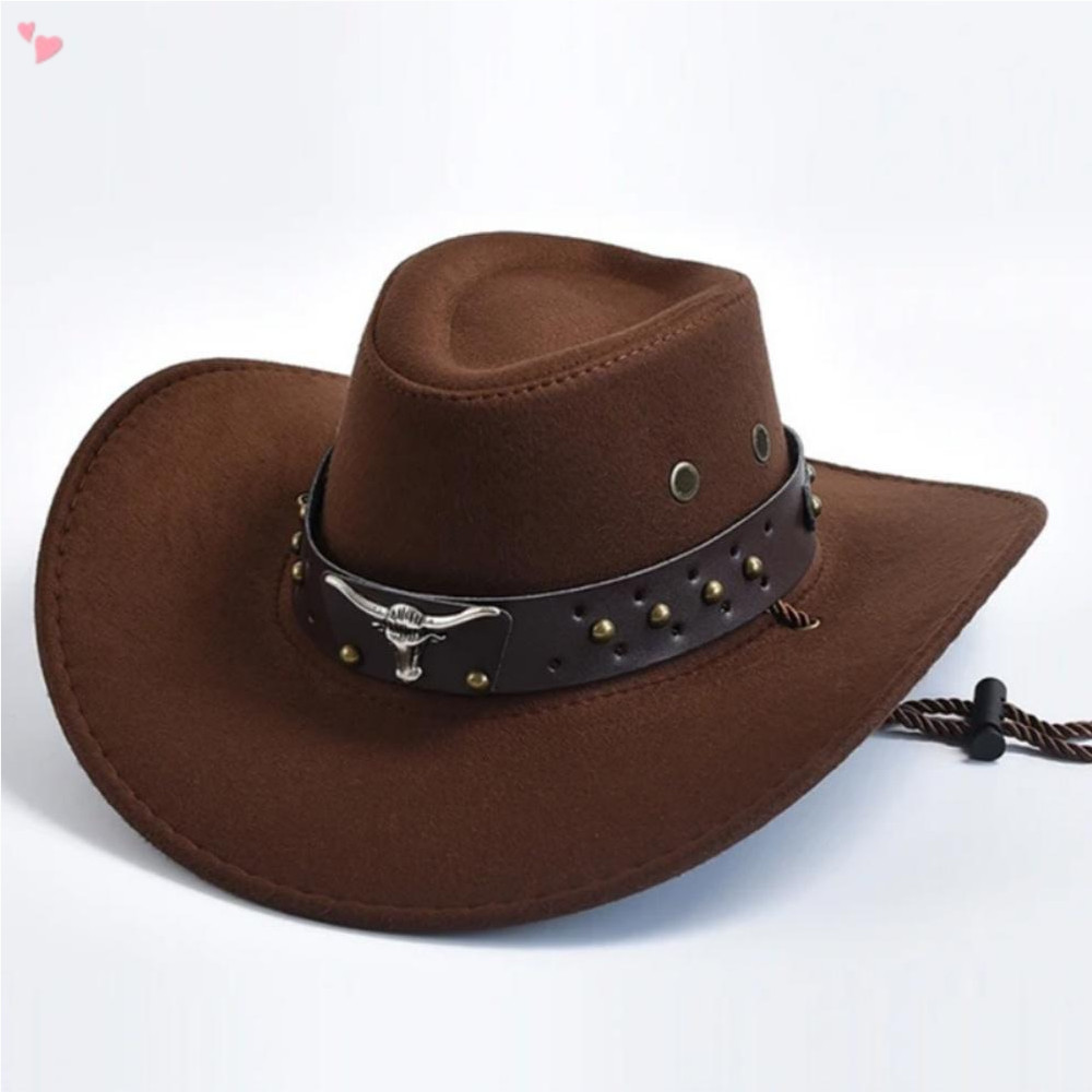 Felt Western Cowboy-Hat Classic Roll-up Cowgirl Hat for Men-Women Felt-Fedora with PU Band Belt Jazz