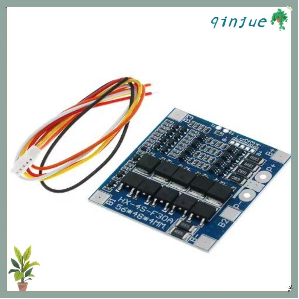 QINJUE LiFePO4 / แบตเตอรี่ลิเธียม, สีฟ้าสีเขียว 12.8V 14.4V BMS, พร้อม Balance 4S 3.2V 3.7V 30A แบตเ