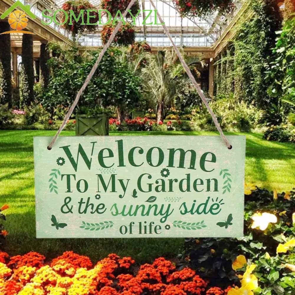 SOMEDAYZL ป้ายไม้สวน, ตัวอักษรไม้พิมพ์ยินดีต้อนรับ My Garden Sign, ทนทานตลกแขวนผนัง Handmade ประตูแขวนตกแต่งบ้าน