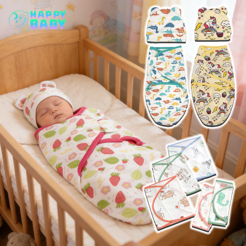 ผ้าห่มห่อตัว ผ้าห่อตัวเด็ก ผ้าห่อตัวเด็กหน้าร้อน ถุงนอนเด็กแรกเกิด พร้อมหมวก ทารกแรกเกิด ผ้าฝ้าย100%