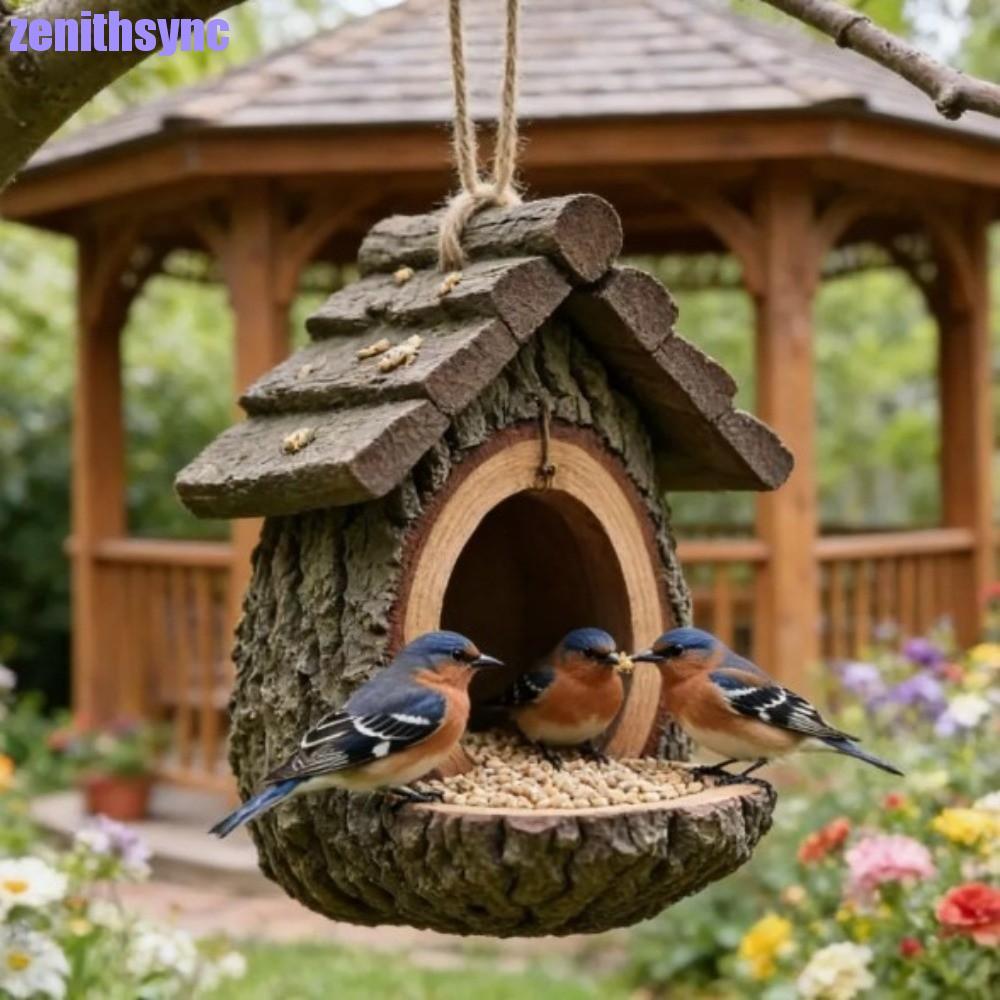 ZENITHSYNC Hummingbird Feeder, Weather-Resistant Resin Wildlife Habitat, Bird Care Station เหมือนจริงดูธรรมชาติตกแต่งแขวน Wild Bird Feeder Backyard