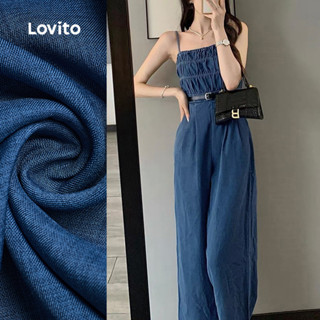 Lovito จั๊มสูทผู้หญิงสีกรมท่าสําหรับฤดูใบไม้ผลิ/ฤดูร้อนแบบหร…