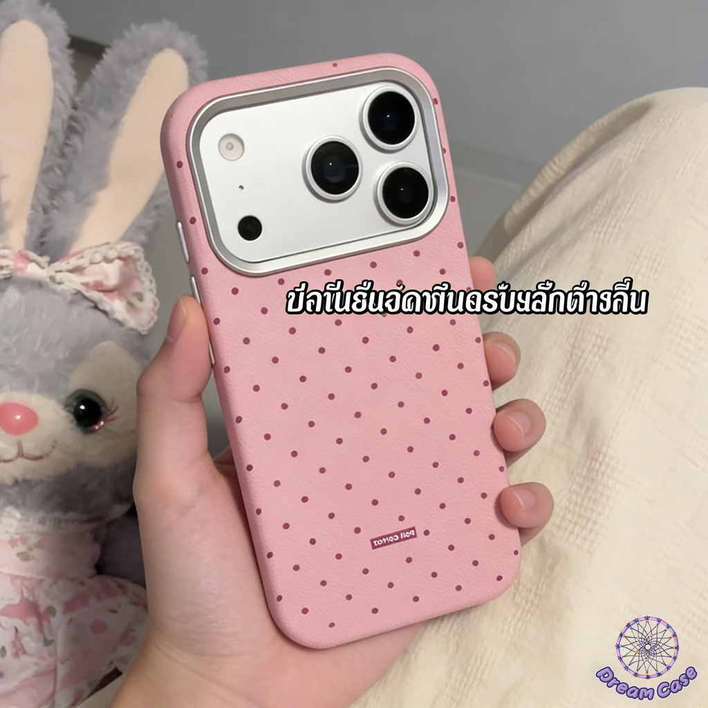 เคสไอโฟน17 11 ลายจุดสีชมพู เคสสวยๆ สำหรับ IPhone AIR 12 15 13 11 16 17 14 Pro Max 7Plus 16 7 14 8 15 Plus XR X SE