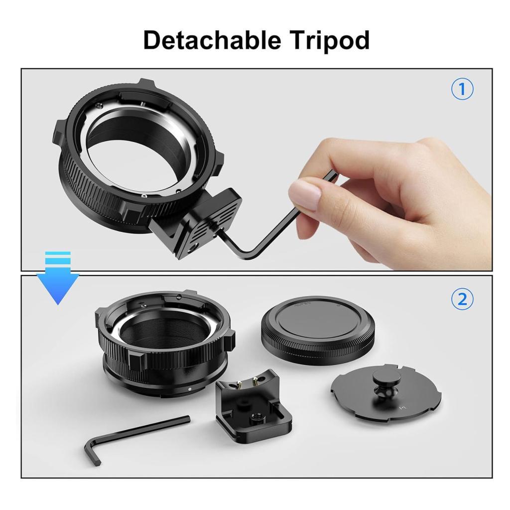 Hahao PL Mount to E-Mount เลนส์อะแดปเตอร์อลูมิเนียม Cinema Converter พร้อมขาตั้งกล้องที่ถอดออกได้รอง
