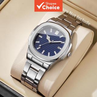 ผู้ชายนาฬิกาควอทซ์สี่เหลี่ยมหรูหราสแตนเลสวงปฏิทินธุรกิจแฟชั่…