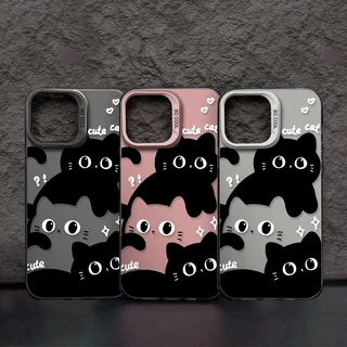 🔥ส่งจากไทย🔥 เคสไอโฟน11/12/13/14/15/16/17 Pro Max Cute Black Cat TPU Matte Ca สำหรับ iPhone 13,14,15,13PM,14PM,15PM เคส