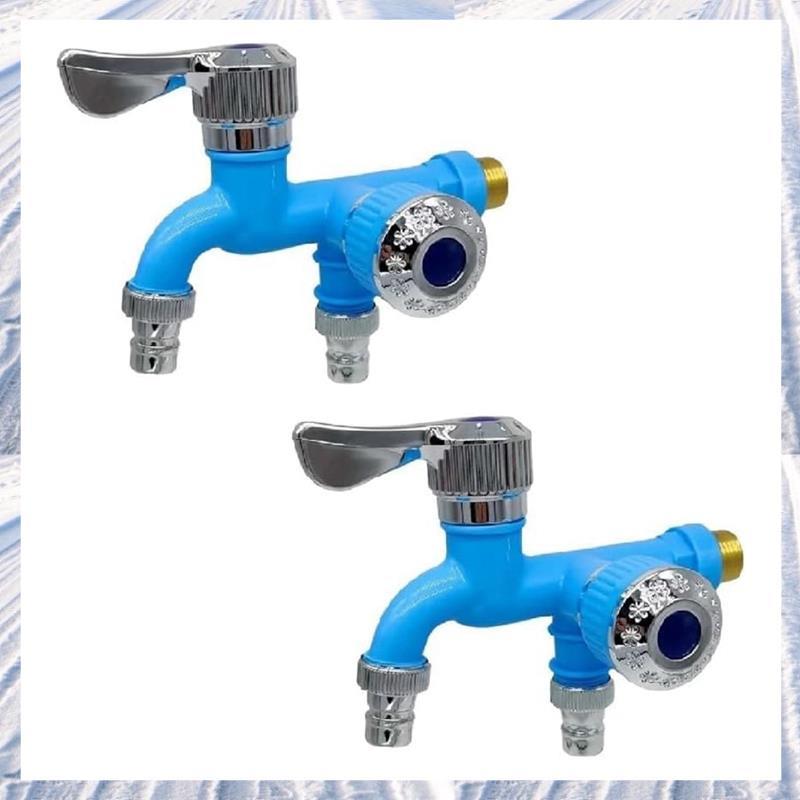 2PCS 2 Way Faucet Faucet Splitter Garden Hose Splitter Water Spirgot Splitter, Outdoor Double Taps W