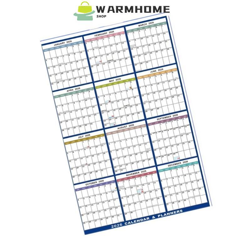Warm 2026 Wall Calendar Planner 2026 Full Year to View ปฏิทิน Erasable Wall Planner Family Home Orga