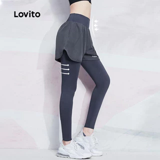 Lovito แคชชวล เล็กกิ้งสปอร์ต 2-In-1 เส้นโครงสร้าง ยกก้น แช่แห้งเร็ว อบแห้ง อบรมการออกกำลังกาย LNL59032